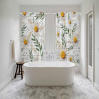 Spring Daisy Kitchen Curtains, Farmhouse Country Flower Leaf Plant Wood Grain - Image 5
