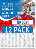 10x30x1 Air Filter MERV 11 Rating, 12 Pack of Furnace Filters Comparable to MPR by AIRXFILTERSWICKEDCLEANAIR