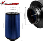 RYANSTAR RACING 76mm 3" High Flow Round Tapered Cone Cool Air Filter Cleaner - Image 2
