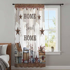 Farmhouse Sheer Curtains 72 Inch Length Retro Country Star Berry Vintage Wood - Image 4