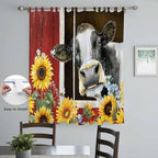 Cows Sunflowers Living Room Curtains 96 Inch Length, Window Curtains Tab Top - Image 4
