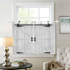 Farmhouse Wood Grain Kitchen Curtains 45 Inch Length, Short Cafe Window - Image 2