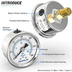 MEANLIN MEASURE 0~300Psi Dry Pressure Gauge Stainless Steel 1/4" NPT 2" FACE - Image 4
