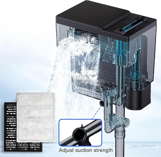 Aquarium Filter, 6W 150GPH HOB Fish Tank Filter, 4-Stage Bio-Filtration - Image 4