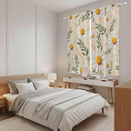 Spring Daisy Kitchen Curtains, Country Watercolor Flower Leaf Plant Light - Image 4