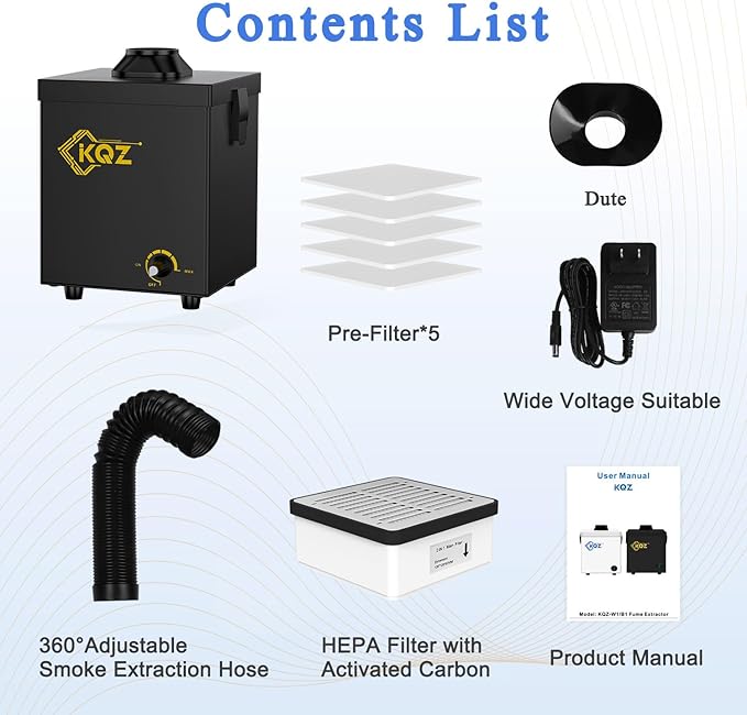 KQZ-B1 Solder Fume Extractor, 168m³/h Strong Suction Smoke Extractor, 5*Thick - Image 7