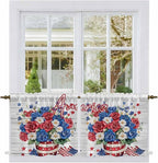Independence Day Kitchen Tier Curtains 36 Inch Long 2 Panel Set, Rod Pocket - Image 2