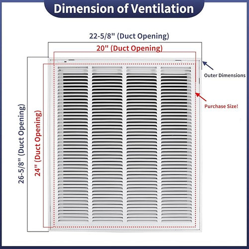 20"W x 24"H Steel Return Air Filter Grille - Image 2