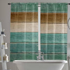 Vintage Plank Turquoise Brown Window Valance Curtains, Farmhouse Wood Grain by IDOWMAT