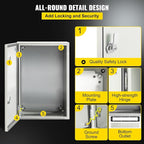 VEVOR NEMA Steel Enclosure, IP66 Waterproof & Dustproof, Outdoor/Indoor - Image 5