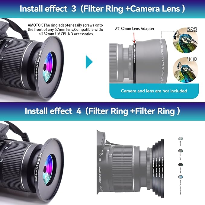 67mm Lens to 82mm Camera Lens Adapter, 67mm to 82mm Filter Step-up Ring Adapter - Image 7