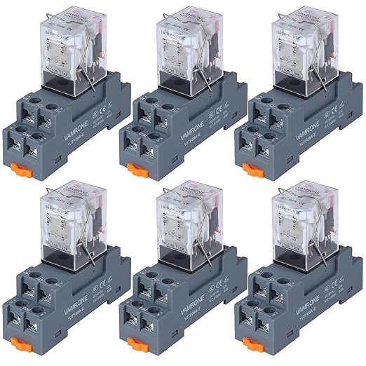 6PCS Electromagnetic Power Relay, 8-Pin 10 AMP 24V DC Relay Coil by VAMRONE