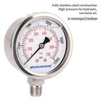 MEASUREMAN 2-1/2" dial, Glycerin Filled Hydraulics Pressure Gauge Stainless - Image 2