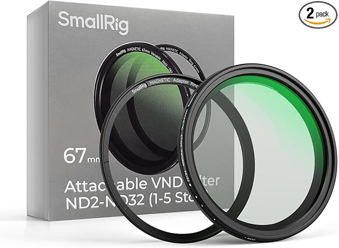SmallRig 67mm Magnetic Variable ND Filter ND2-ND32 + 67mm Threaded Filter Ring by SmallRig