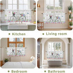 Spring Tier Curtains, Bicycles Botanical Rose Leaves Butterfly Wood Grain Light - Image 8