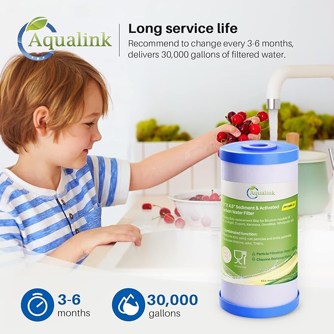 AQUALINK PP10BB-CC 5 Micron 10" x 4.5" Whole House Sediment Activated Carbon - Image 6