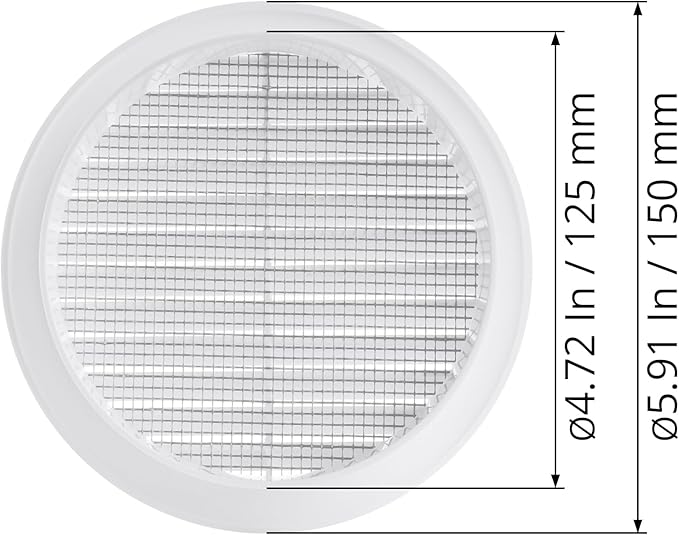 White 5" Inch Round Ventilation Grille - Image 5