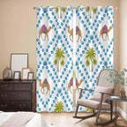 2 Panel Kitchen Cafe Curtains, Camels Palm Trees Sunlight Filtering Nature Air - Image 3