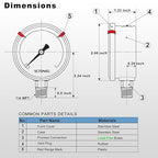 0 to 100 Psi Lead-Free Pressure Gauge, Glycerin Liquid Filled, 2.5 inch Dial - Image 6