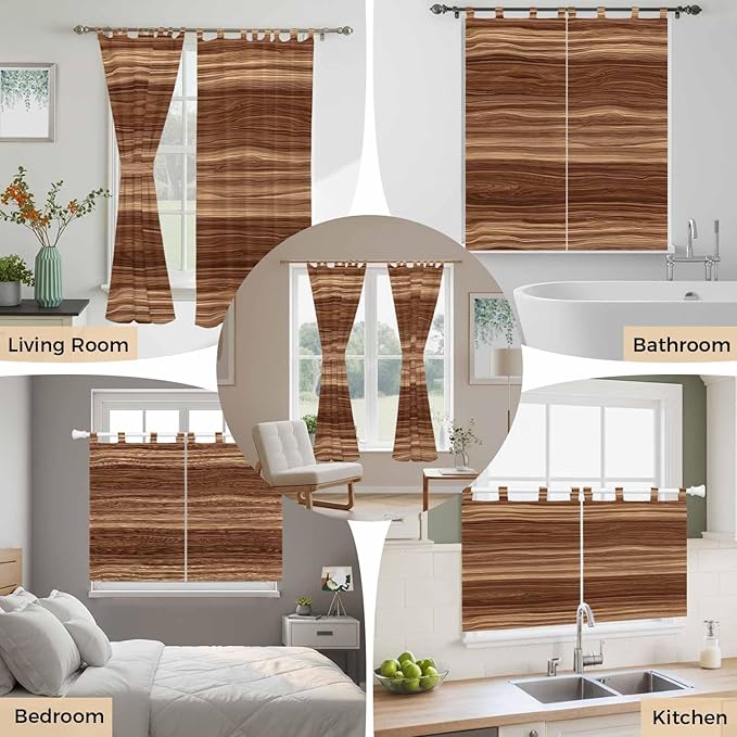 Brown Western Bedroom Curtains 72 Inch Length, Window Curtains Tab Top - Image 7