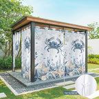 Oceans Outdoor Curtains for Patio Crabs Marine Life Shell Starfish Blue - Image 7