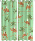 2 Panel Kitchen Cafe Curtains, Desert Camels Sunlight Filtering Nature Air by Hokiten
