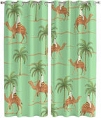 2 Panel Kitchen Cafe Curtains, Desert Camels Sunlight Filtering Nature Air by Hokiten