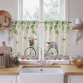 Farmhouse Spring Kitchen Curtains, Retro Bicycles Flowers Vines Butterfly Light by Unknown