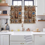 2 Panel Kitchen Cafe Curtains, Desert Camels Sunlight Filtering Nature Air - Image 2