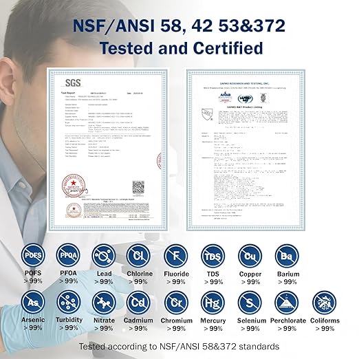 Frizzlife 800GPD Reverse Osmosis Water Filter, NSF/ASNI 58&53&42&372 Standard - Image 3