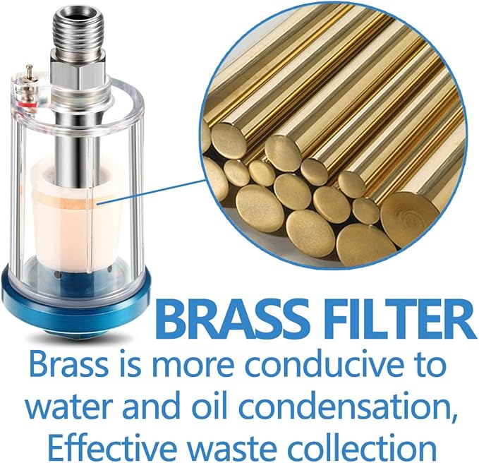 2 Pcs Water Oil Separator Mini in-Line Air Filter, 1/4 Inch NPT Inlet and - Image 3