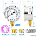 MEANLIN MEASURE 0~15Psi Dry Low Pressure Gauge Stainless Steel 1/" NPT 2" FACE - Image 2