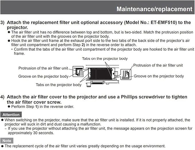 AWO ET-EMF510 Replacement Projector Air Dust Filter Fit - Image 7