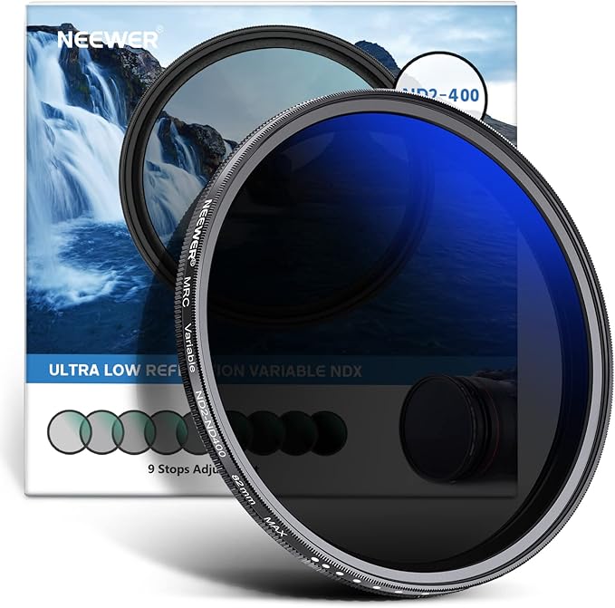 NEEWER 82mm Variable ND Filter ND2-ND400, Neutral Density Filter, Water and by Neewer