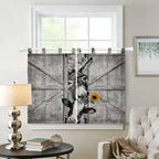 Funny Farm Animals Kitchen Curtains 45 Inch Length, Short Cafe Window Curtains - Image 2