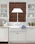 Brown Wooden Board Swag Kitchen Curtains Valance and Tier Set, Vintage Wood - Image 4