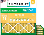 Filterbuy 10x10x1 Air Filter MERV 11 Superior Pet & Allergy Defense, by Filterbuy