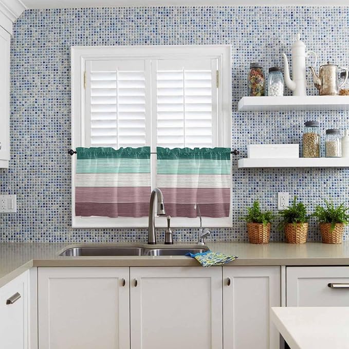 Retro Farm Woodcuts Texture Window Valance Curtains, 2 Panel - Image 8