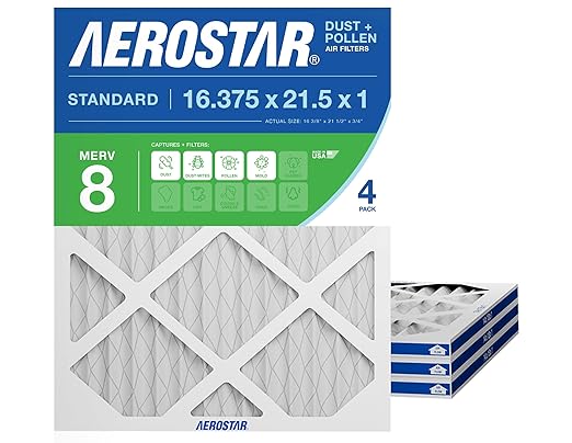 Aerostar 16.375x21.5x1 MERV 8 Air Filter, ACTUAL SIZE, Air Conditioning & by AirFiltersDelivered