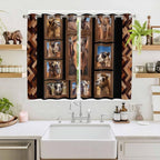 2 Panel Kitchen Cafe Curtains, Desert Camels Sunlight Filtering Nature Air - Image 2