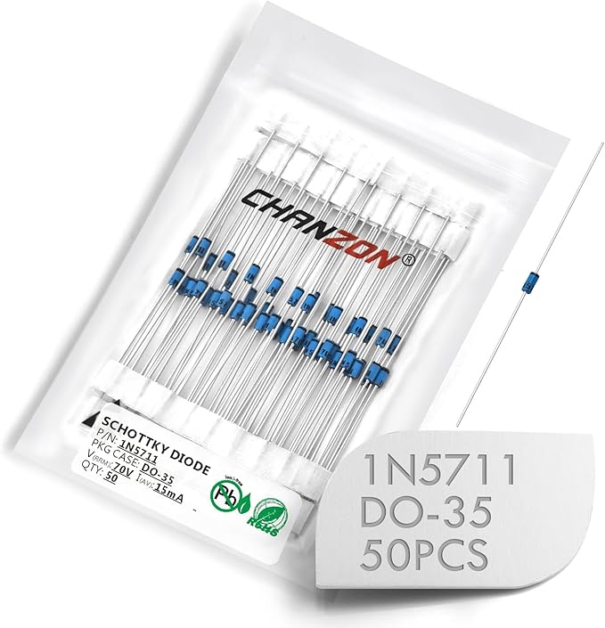 Chanzon 50 Pcs 1N5711 Schottky Barrier Rectifier Diodes 15mA 70V DO-35 Axial - Image 4