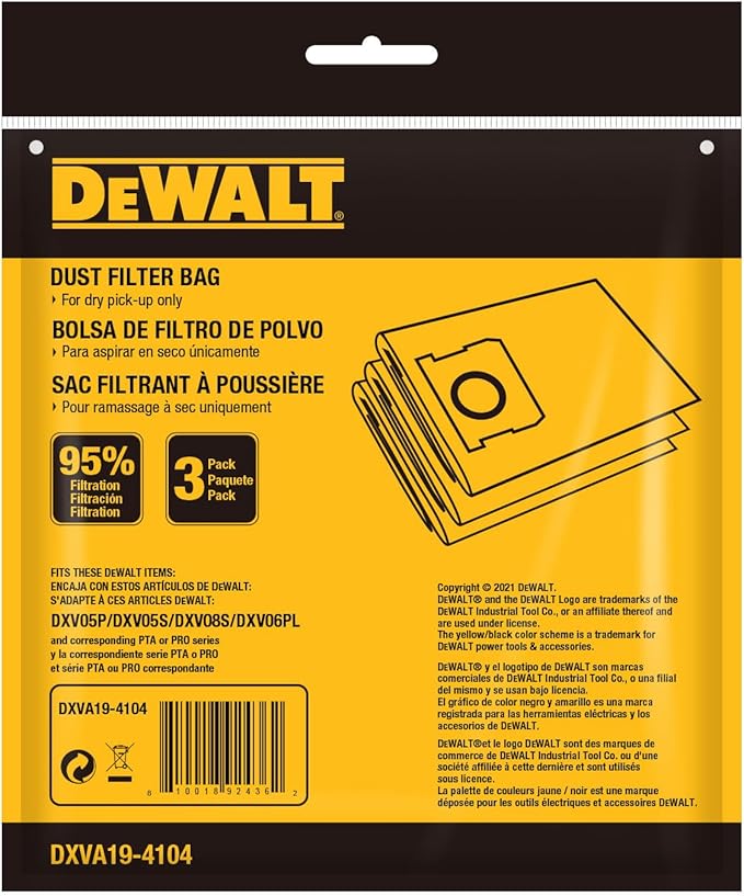 DEWALT DXVA19-4104 Dust Filter Bags, High Efficiency Replacement Bags - Image 5
