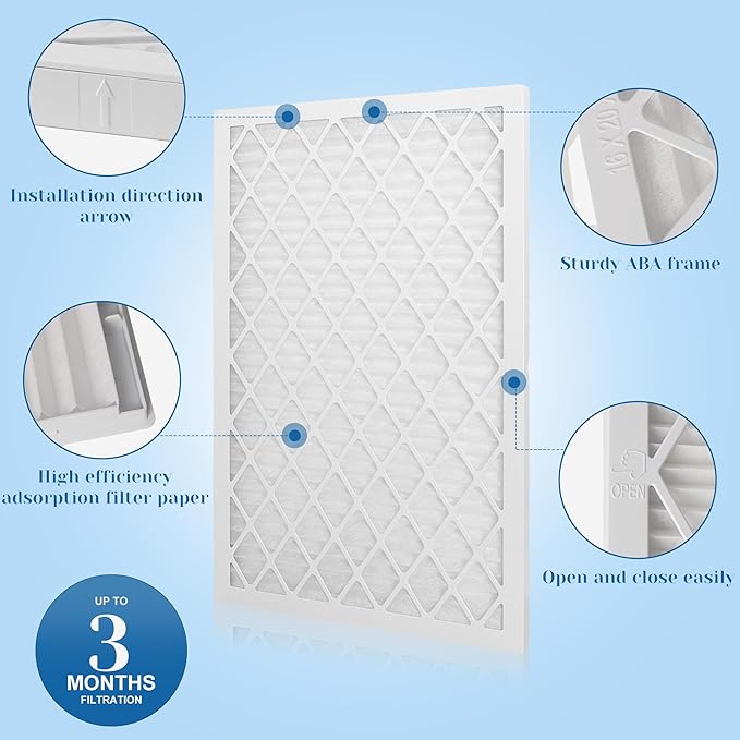 10x20x1 MERV 11 Air Filter, Quality AC/HVAC Furnace Filter，1 Reusable ABS Frame - Image 5