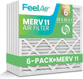 20x20x1 Air Filter – 6 Pack, MERV 11 Pleated HVAC & Furnace Filter, by Feelair