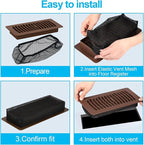 12 Pack Floor Register Cover Trap 4 X 12 Inch Vent Screen Net Black Air Vent - Image 3