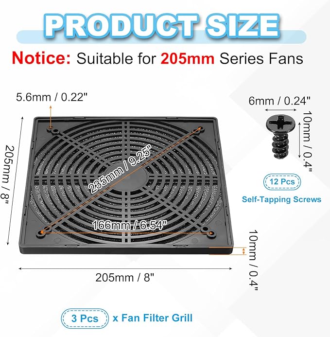 PATIKIL 200mm Fan Filter Grill - Image 2