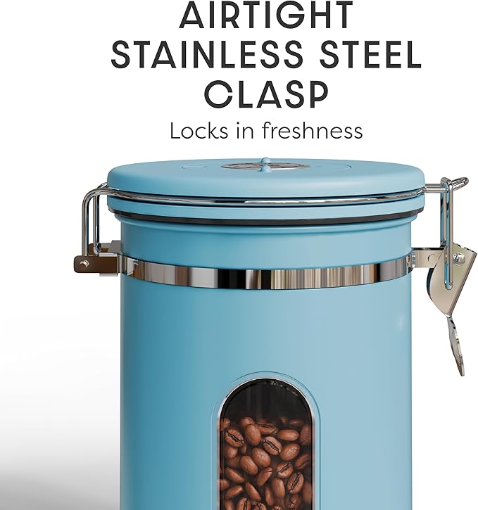 Veken Coffee Canister with Window, Airtight Stainless Steel Kitchen Food - Image 4