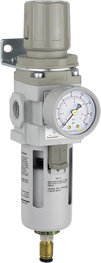 PneumaticPlus SAW300-N03BDG Compressed Air Filter Regulator Piggyback Combo by PneumaticPlus
