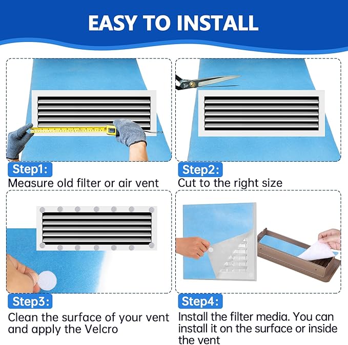 Air Vent Filters Roll, MERV 8 Triple Filtration Electrostatic Vent Filter - Image 6