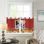 Pig Sunflowers Kitchen Curtains 36 Inch Length, Small Window Curtains Tab Top - Image 2